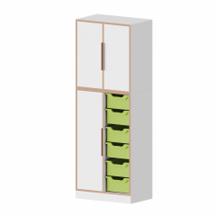 Produktbild qickly® Schrank, 5 Ordnerhöhen, 3 Türen, 6 große Ergo Tray Boxen SLS25-6G