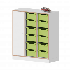 Product image qickly® cabinet, 3 file heights, 1 door with lock, 12 large Ergo Tray boxes SLS33LGG