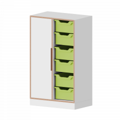 Product image qickly® cabinet, 3 file heights, 1 door, 6 large Ergo Tray boxes SLS23TG