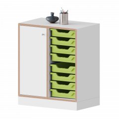 Product image qickly® cabinet, 2 file heights, 1 door left with lock, 8 small Ergo Tray boxes SLS22LK